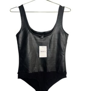 Forever 21 Black Faux Leather Bodysuit